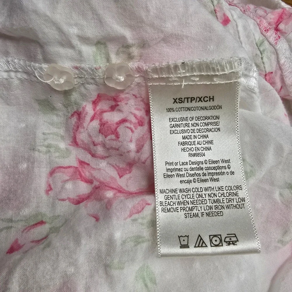 Eileen West Nightgown Dress Women XS Floral Cotton Dobby Sleeveless Coquette